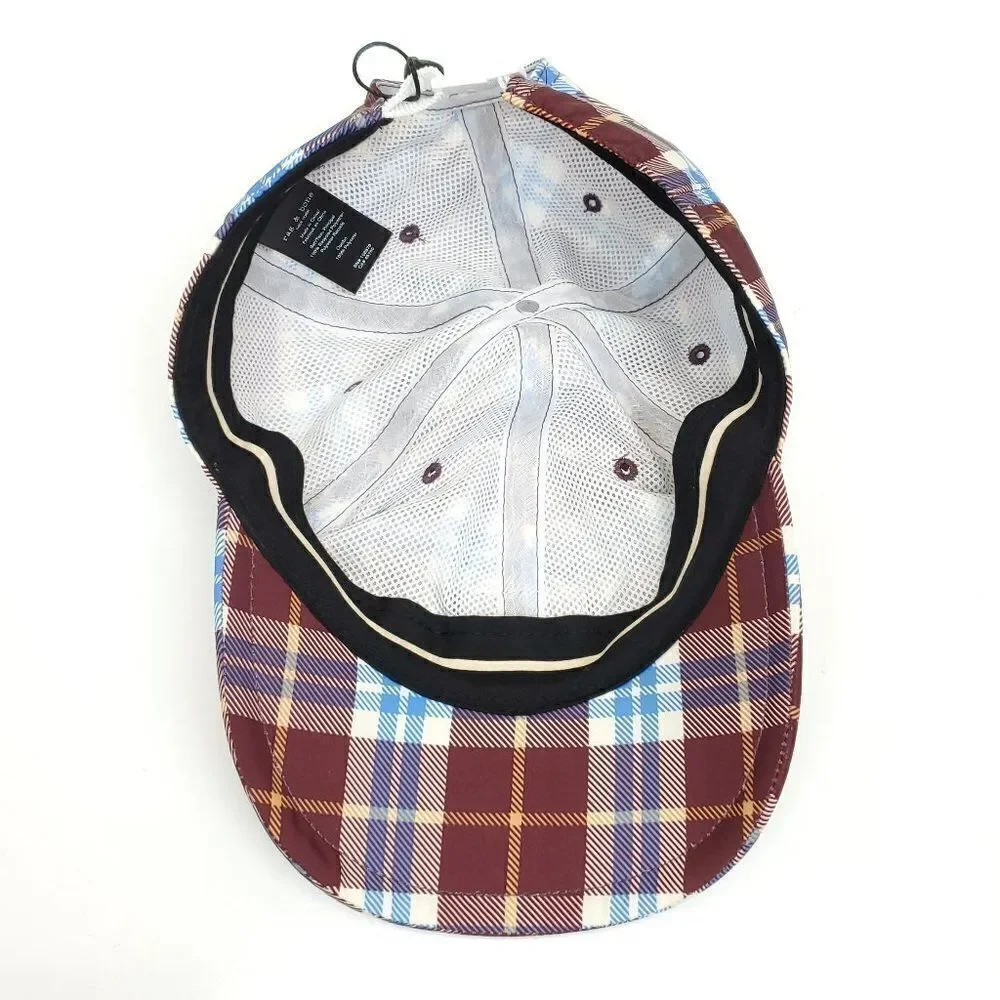 Rag & Bone Unisex Addison Baseball Cap in Burgundy Plaid